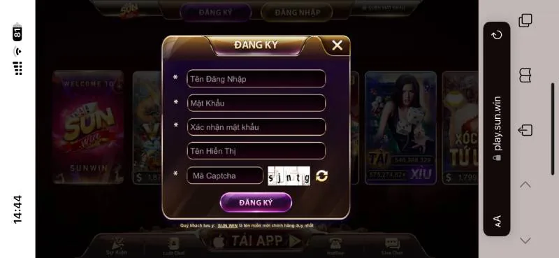 Hướng Dẫn Chi Tiết Đăng Ký Sunwin Trên Web Và App 5 Đăng ký qua ứng dụng Sunwin