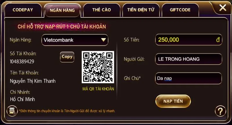 Hướng Dẫn Nạp Tiền Sunwin An Toàn Và Nhanh Chóng 3 Nạp tiền qua ngân hàng